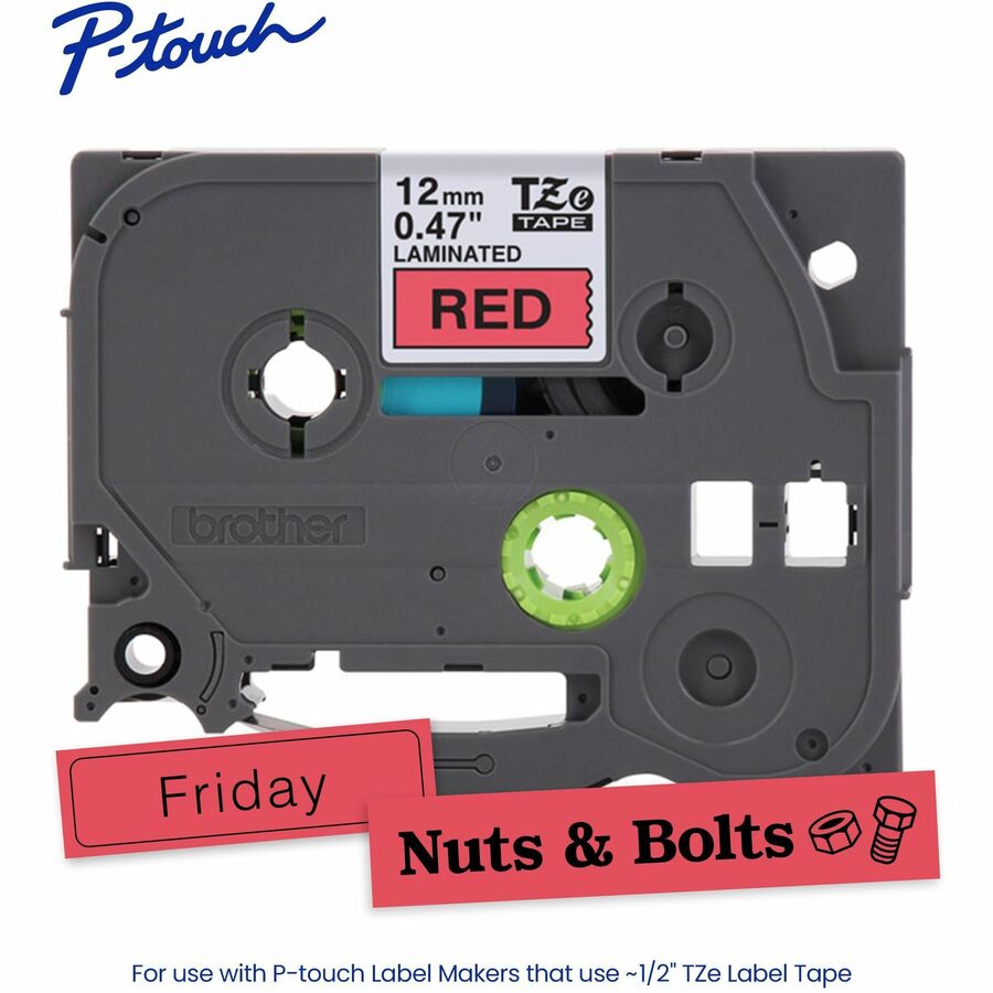 Brother Genuine P-touch TZe431 BK on RD Label Tape, Laminated, 12mmX8m - TZE431G