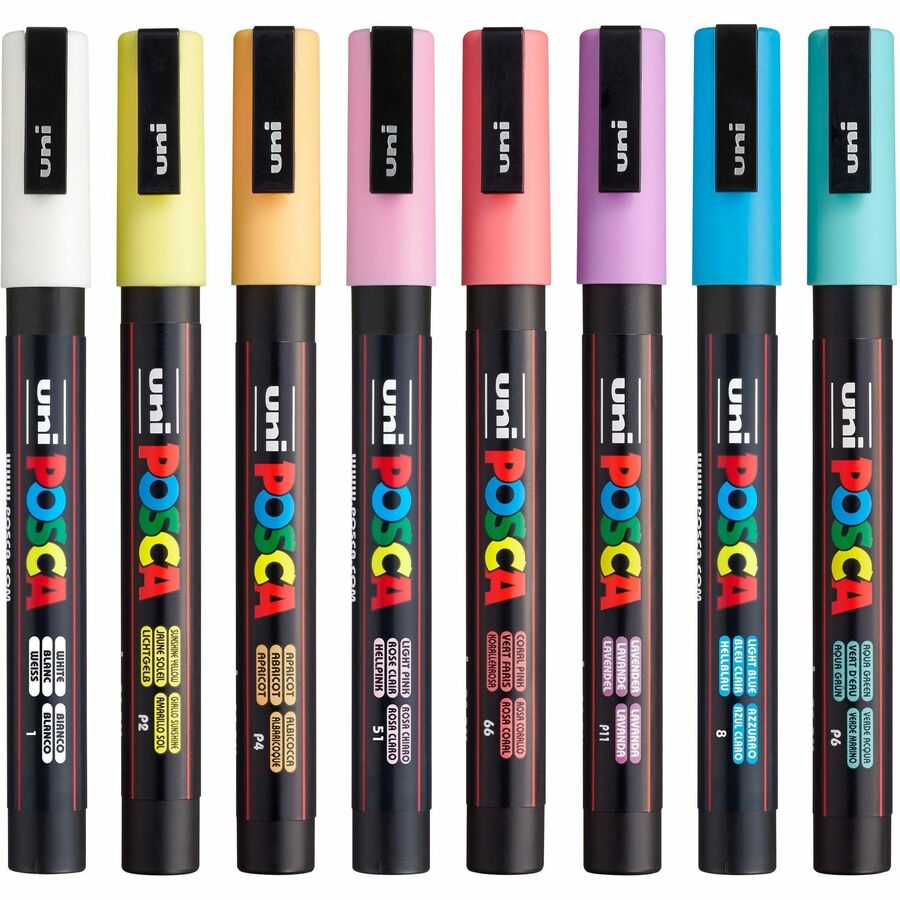 uni® POSCA PC-3M, Soft Colors Water-Based Paint Markers (8 Pack) - PC3M8CSOFTCOLORS