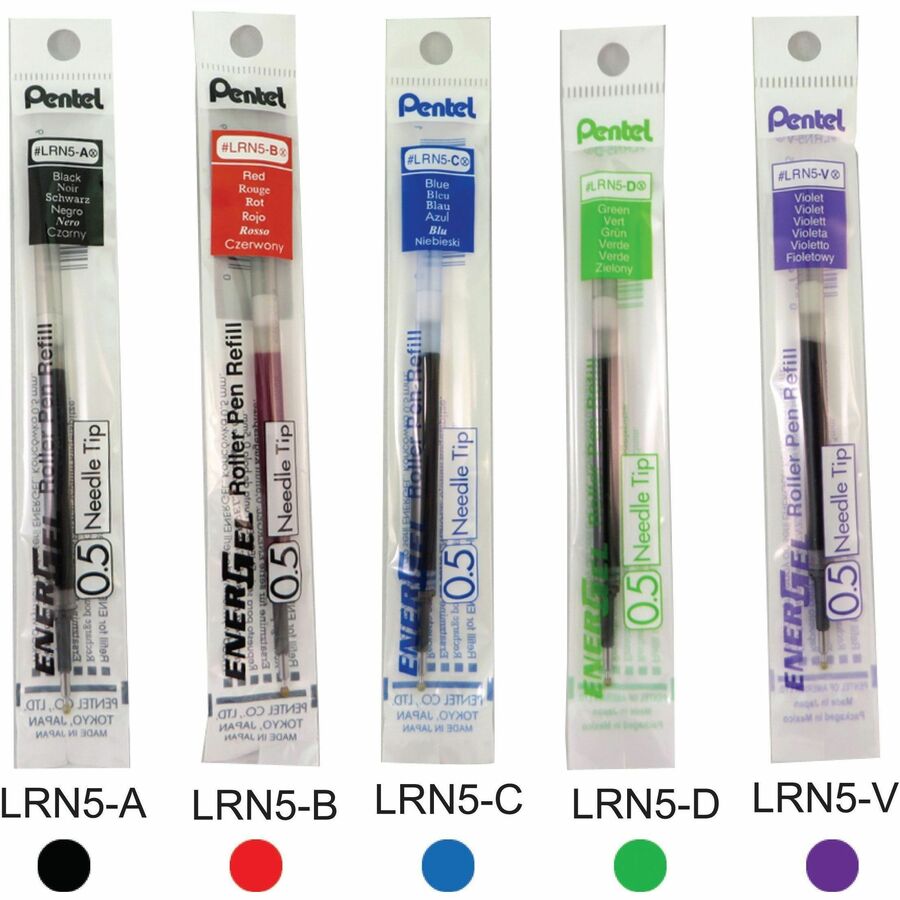 Pentel EnerGel Liquid Gel Pen Refill, 0.5mm NEEDLE Tip - LRN5-V