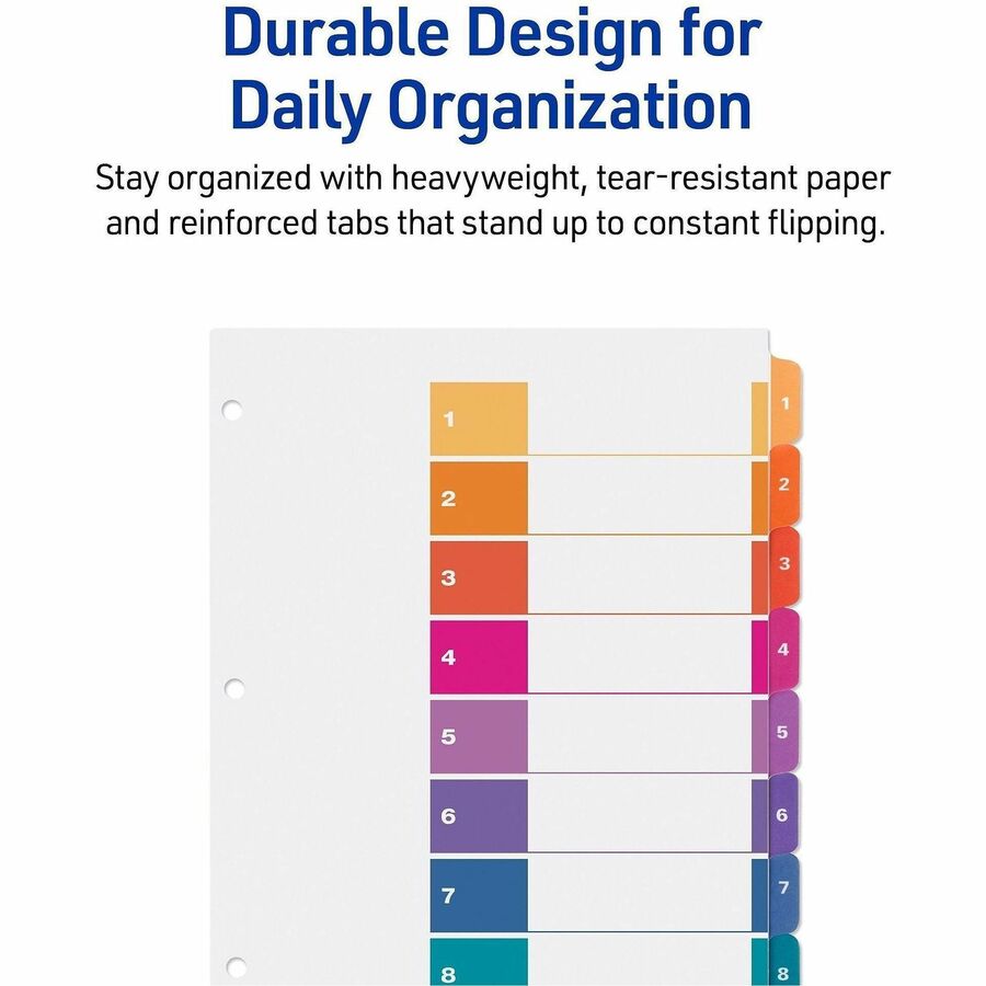 Avery® Ready Index® Table of Content Dividersfor Laser and Inkjet Printers, 8 tabs, 1 set - 11133