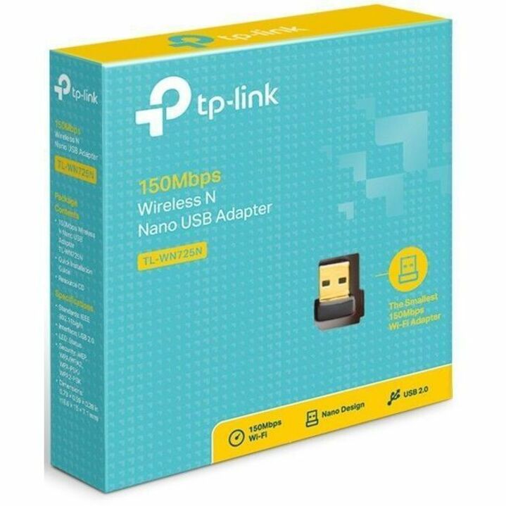 TP-Link TL-WN725N IEEE 802.11b/g/n Single Band Wi-Fi Adapter for Notebook, Desktop Computer - 4893036