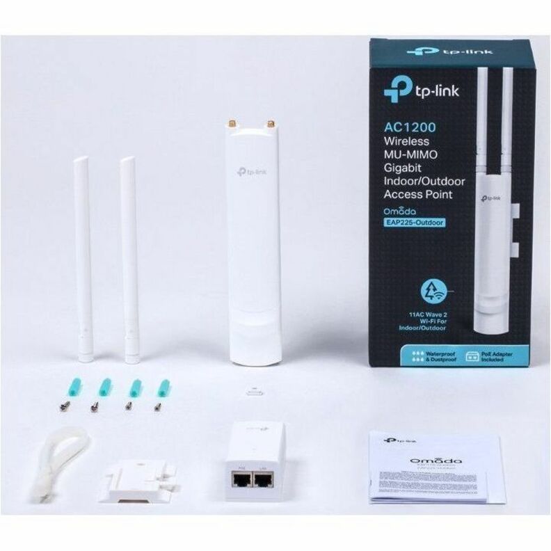 Omada EAP225-Outdoor Dual Band Wi-Fi 5 IEEE 802.11 a/b/g/n/ac 1.17 Gbit/s Wireless Access Point - Indoor/Outdoor - White - 6395422