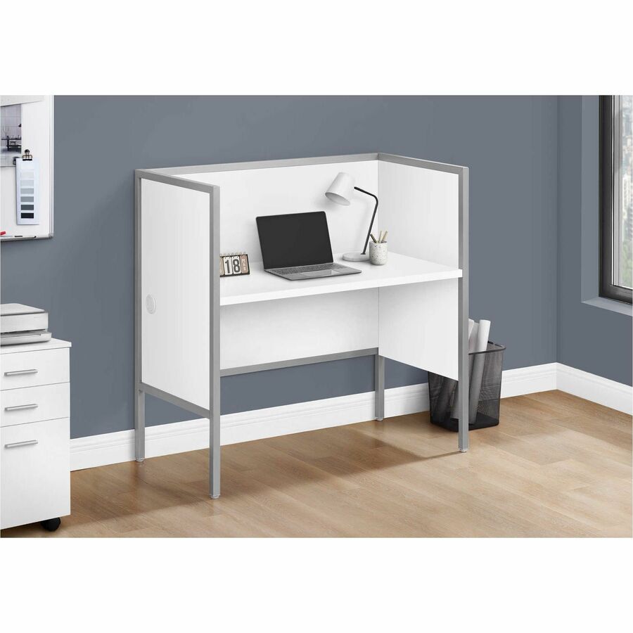Monarch Specialties Office Cubicle - 48"L White/ Silver Commercial Grade Desk - I7729