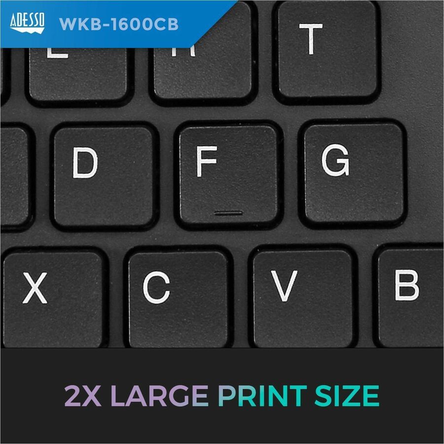 Adesso TruForm 1600 Wireless Ergonomic Keyboard and Optical Mouse - 6652047
