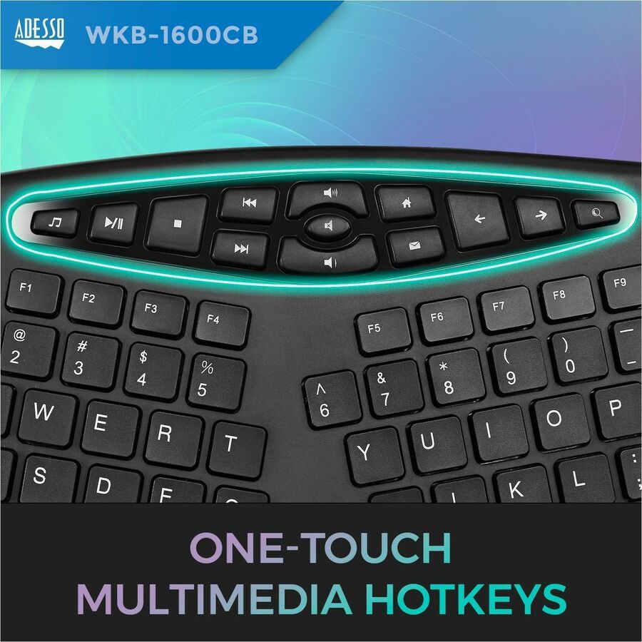 Adesso TruForm 1600 Wireless Ergonomic Keyboard and Optical Mouse - 6652047