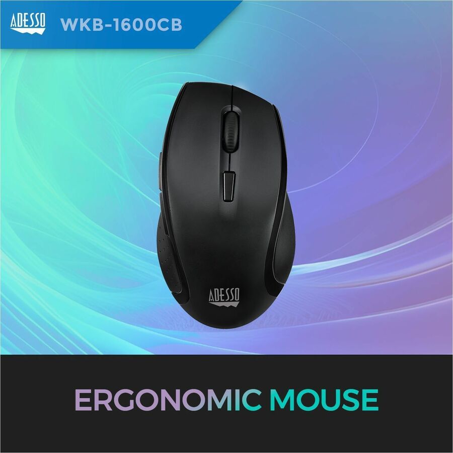 Adesso TruForm 1600 Wireless Ergonomic Keyboard and Optical Mouse - 6652047