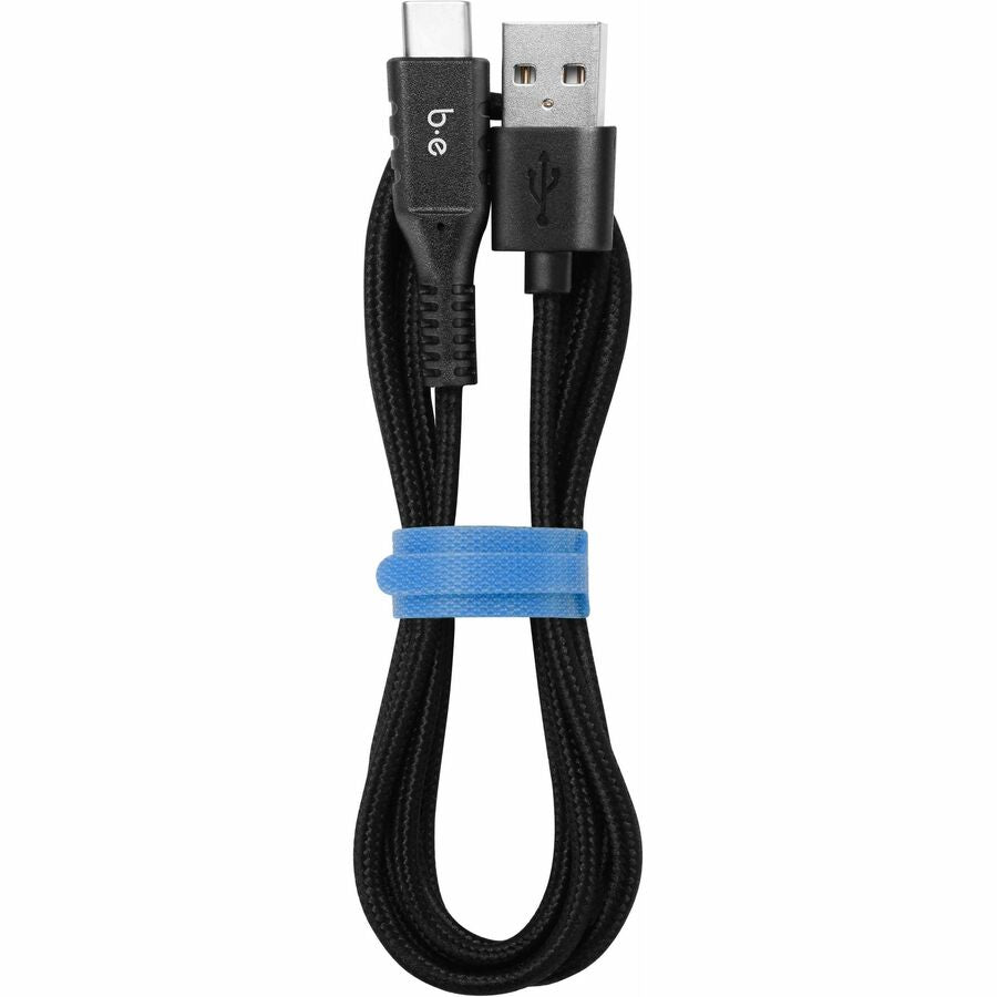 Blu Element B6TCBK Braided Charge/Sync USB-C to USB-A Cable 6ft Black - 107-1424