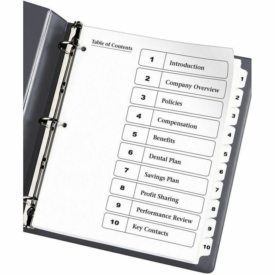 Avery Ready Index® Table of Contents Dividers 10 Tabs, for Laser and Inkjet Printers - 11134