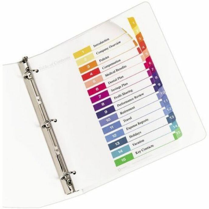 Avery Ready Index® Table of Contents Dividers 15 Tabs, for Laser and Inkjet Printers - 11143
