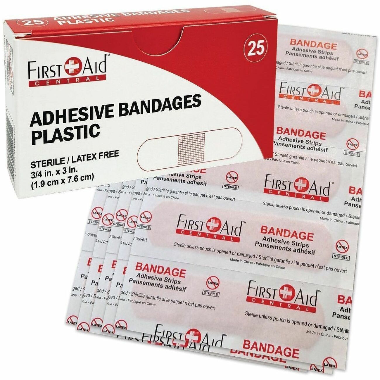 First Aid Central 3/4" x 3" Sterile Plastic Adhesive Bandages