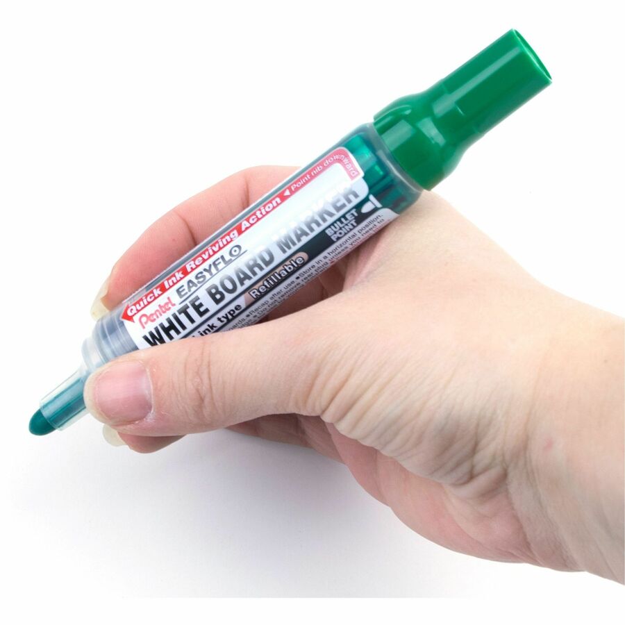 Pentel Easyflo White Board Marker, Bullet Point, (6.0mm) Green Ink - MW50M-D
