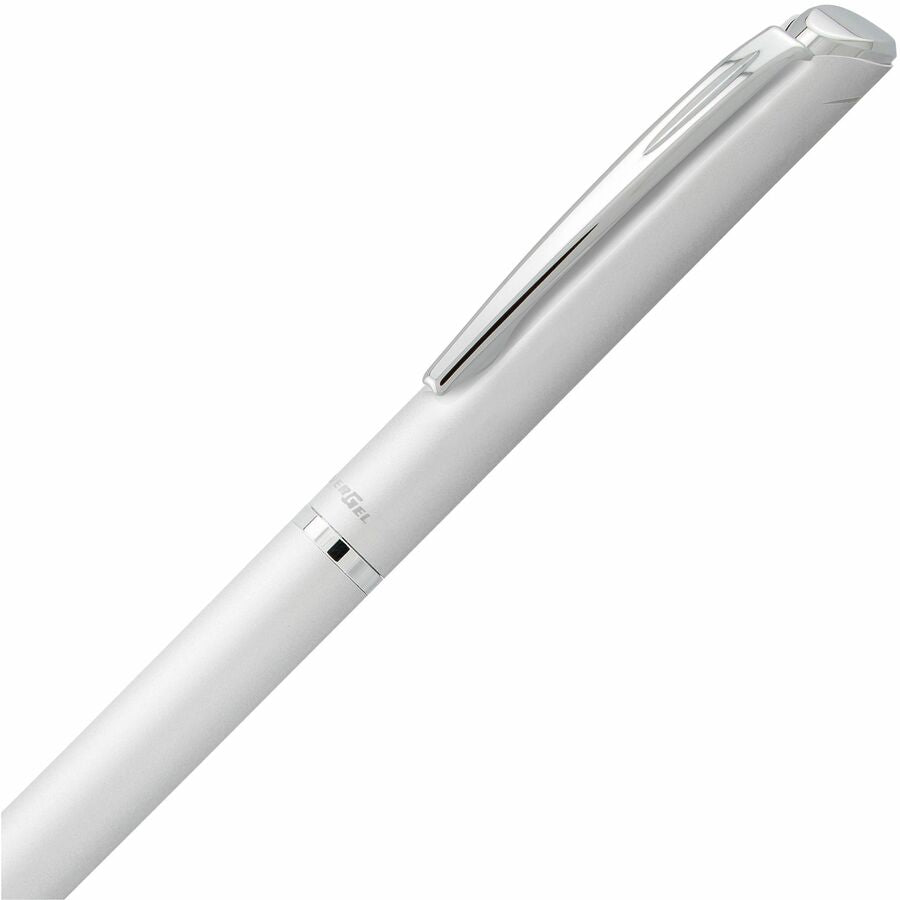 Pentel EnerGel Retractable Liquid Gel Pen, (0.7mm) Silver Metal Body, Black Ink, Gift Case - BL2007Z-AE1