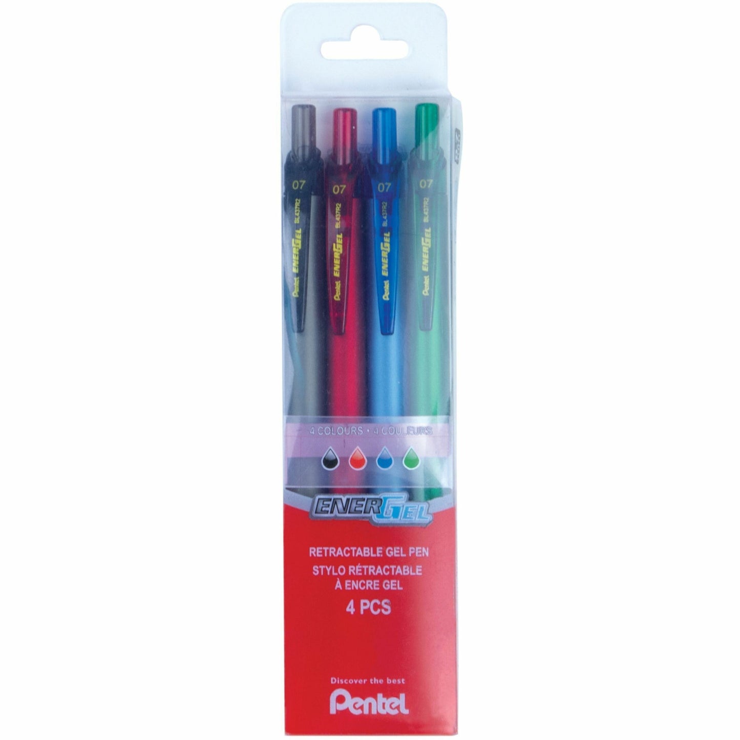 Pentel Energel Metallic Slim Barrel 4 Colour Pack, Assorted Colours, 0.7mm Medium Point