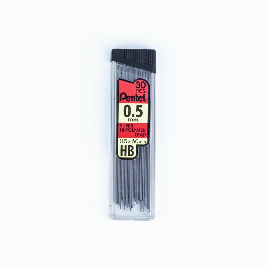 Pentel Super Hi-Polymer Lead Refill, 30 Leads Per Tube, HB, 0.5mm, 1PC Pack - C25BP-HB