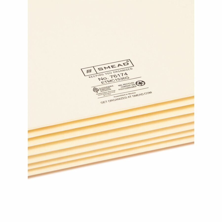 Smead Straight Tab Cut Legal Recycled File Pocket - 76174-NVXC