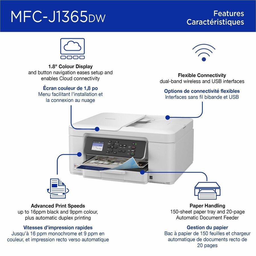 Brother MFCJ1365DW Inkjet Multifunction Printer - Color - MFCJ1365DW