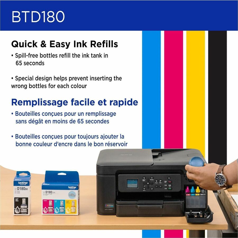 Brother Genuine BTD180C High Yield Cyan Ink Bottle - BTD180CS