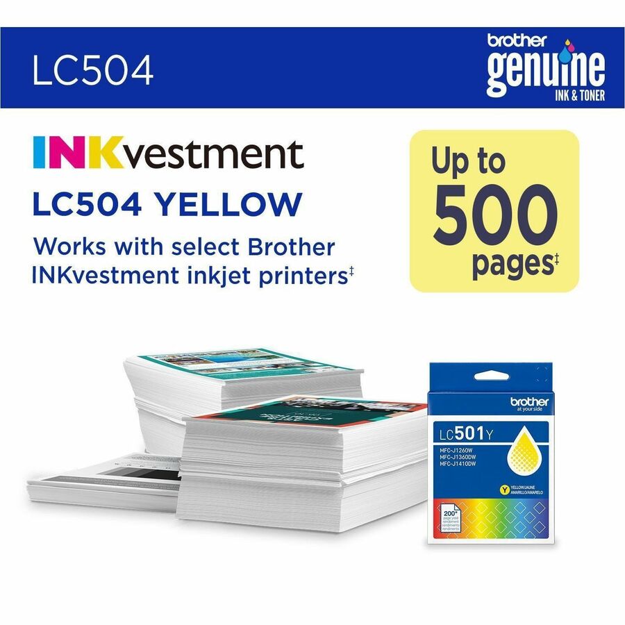 Brother Original Standard Yield Inkjet Ink Cartridge - Yellow - 1 Each - LC504YS