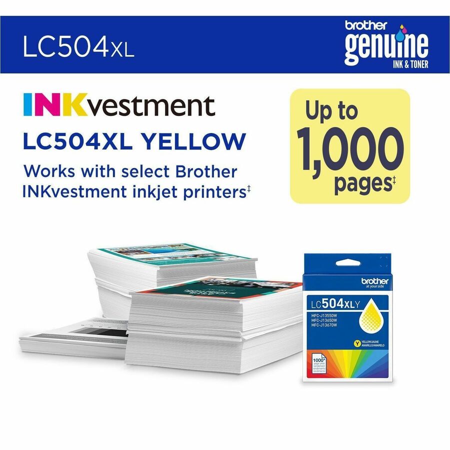 Brother LC504XLY Original High Yield Inkjet Ink Cartridge - Single Pack - Yellow - 1 Each - LC504XLYS