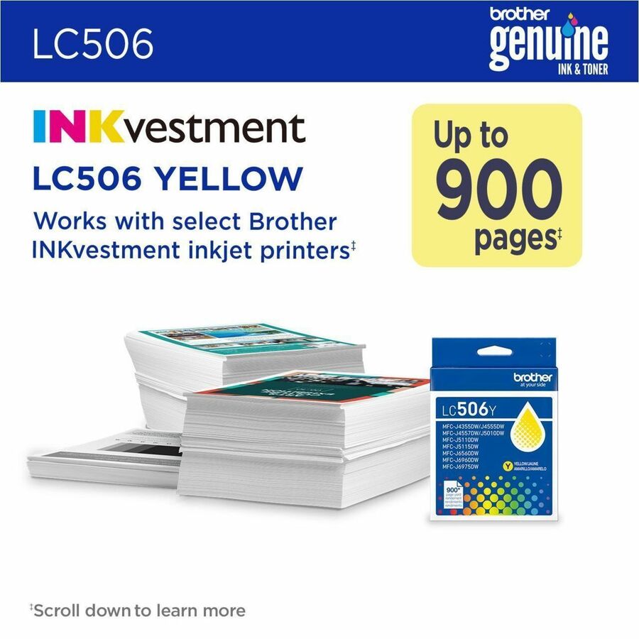 Brother LC506Y Original Standard Yield Inkjet Ink Cartridge - Yellow - 1 Each - LC506YS