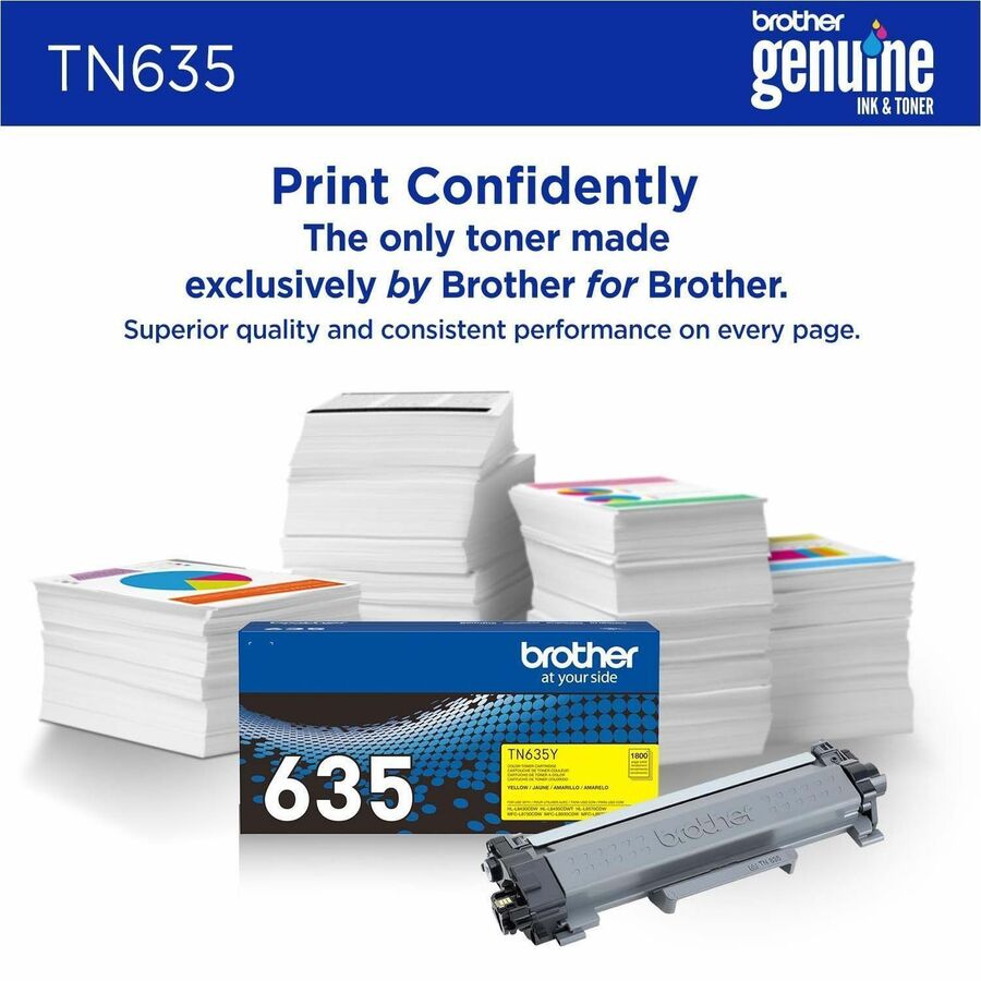 Brother TN635Y Original Standard Yield Laser Toner Cartridge - Yellow - 1 Each - TN635Y