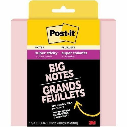 Post-it® Super Sticky Big Note, 6" x 6" - Pink Salt, 30 sheets/pad, 1 Pad/Pack