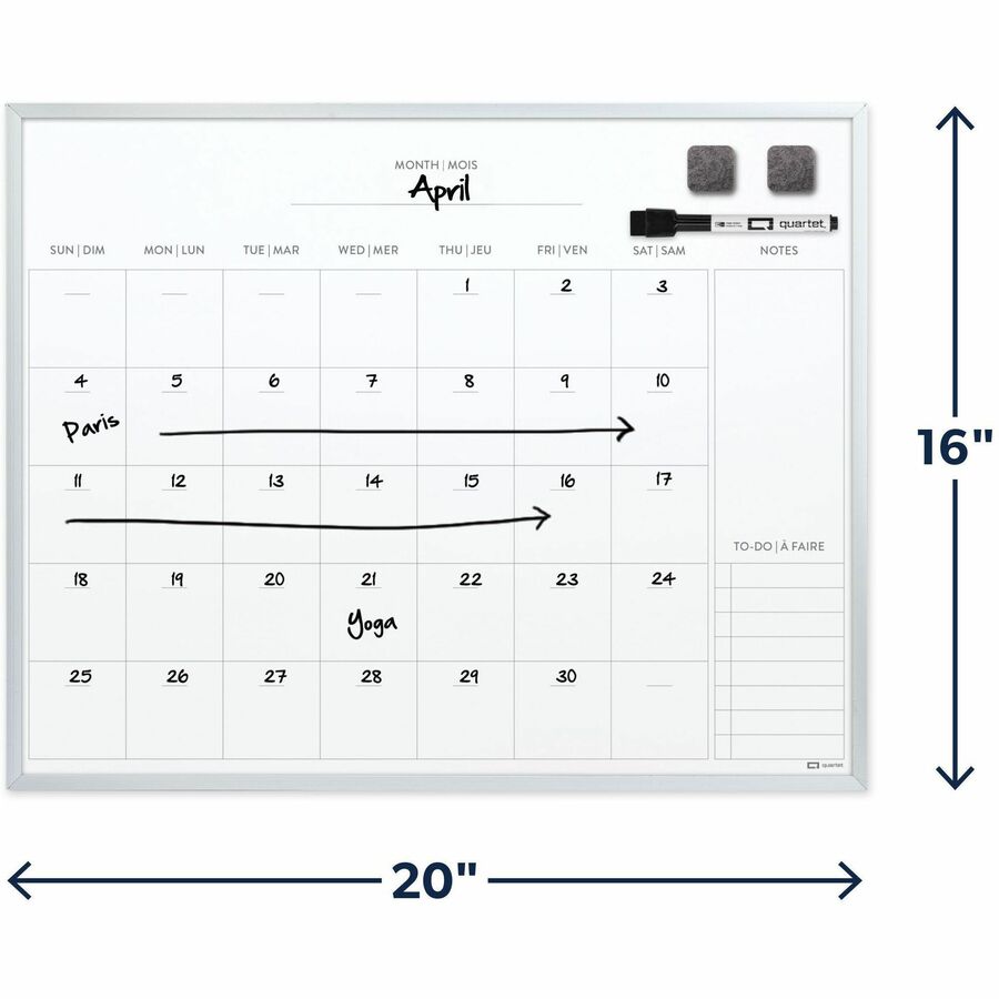 Quartet 20" x 16" Aluminum Frame Dry Erase Calendar - 6447416060