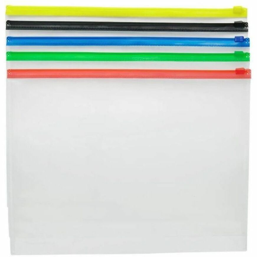 Merangue 6531-5000-00-000 - 5 Pack Letter Size Poly Envelope Colour Zipper - 6531-5000-00-000