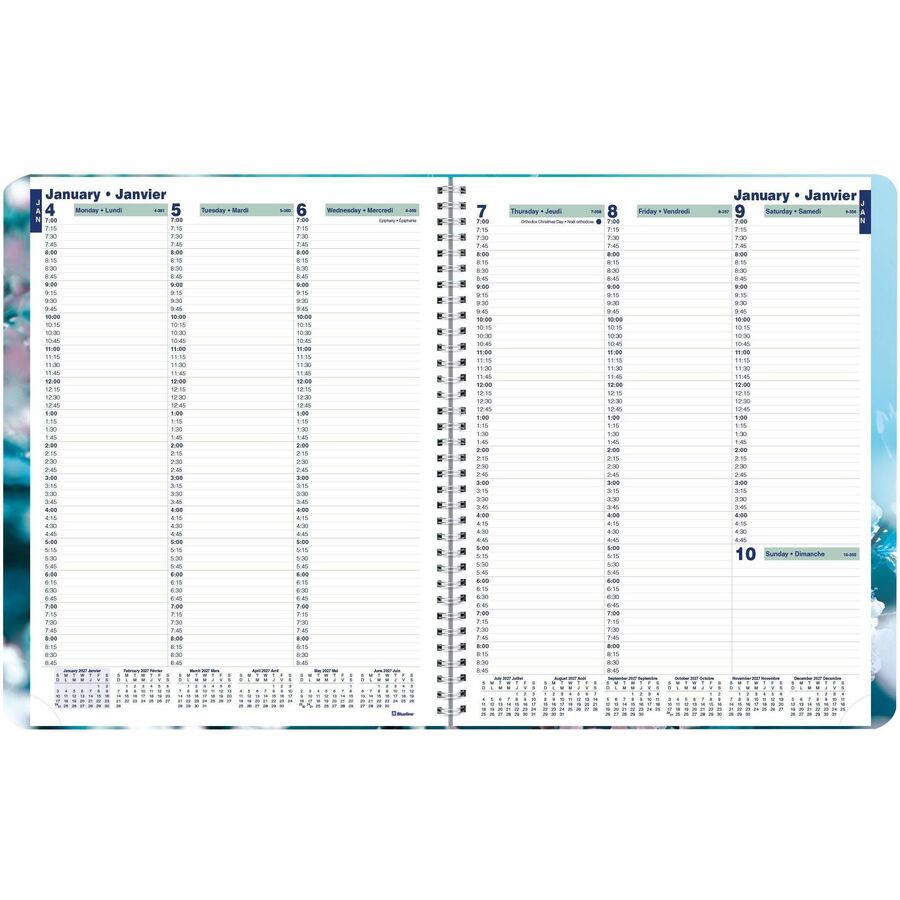 Blueline Essential Weekly Planner Soft Cover 10-3/4" x 8-1/2" Bilingual Cherry Blossoms - C5950G.03BT