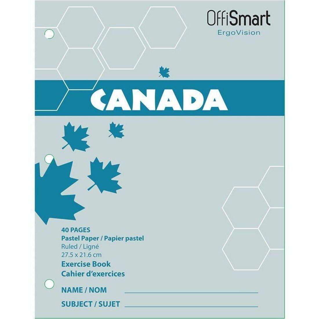 OFFISMART ErgoVision Ruled Exercise Notebook, Pastel Green Paper, 40pg