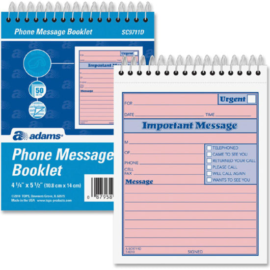 Adams Spiral-bound Phone Message Booklet - SC9711D