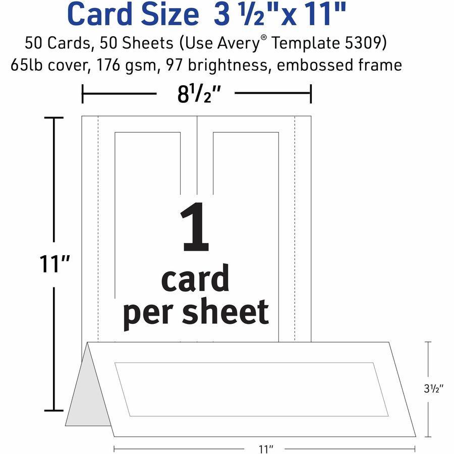 Avery® Large Tent Cardsfor Laser and Inkjet Printers, 3-1/2" x 11" - 5309