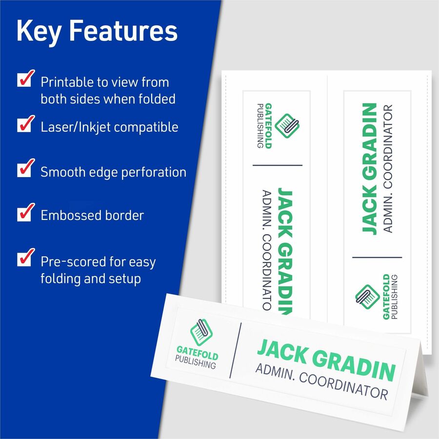 Avery® Large Tent Cardsfor Laser and Inkjet Printers, 3-1/2" x 11" - 5309