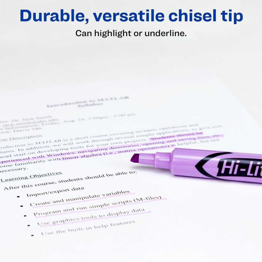 Avery Desk Style HI-LITER Chisel Tip, Fluorescent Purple, Box of 12 - 24060