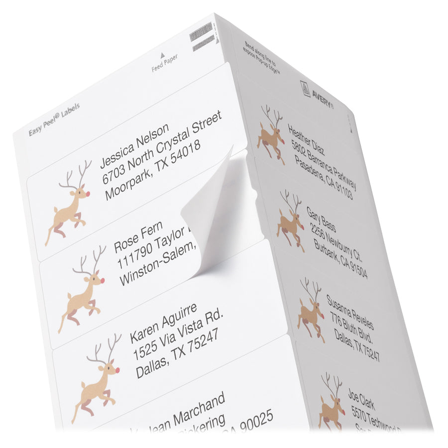 Avery® PRES-a-ply® White Labels, 1-1/3" x 4" , Permanent-Adhesive, 14-up, 1400 labels - 30602