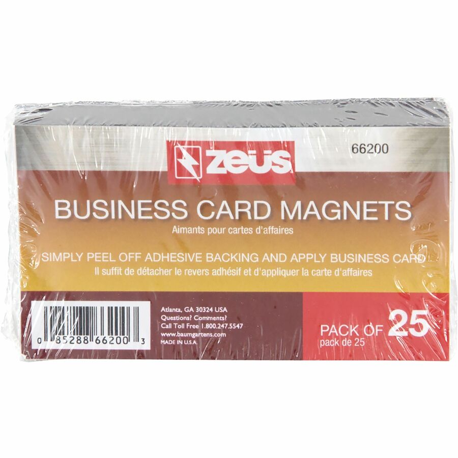 Zeus Adhesive Backed Business Card Magnets 3 1/2" x 2" 25 Pack White - 66200