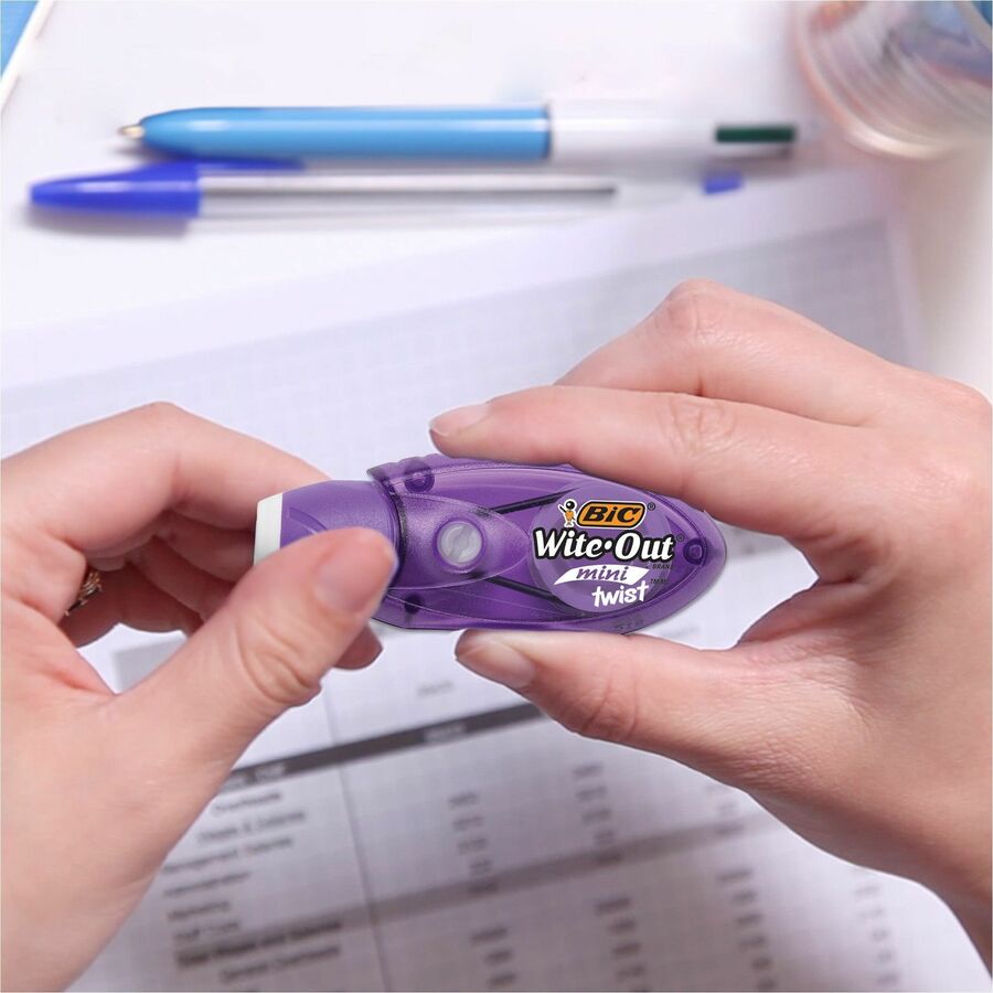 BIC Wite-Out Brand Mini Twist Correction Tape, White, Tear-resistant and Film-Based Tape, 1-Count - WOMTP11-WHI