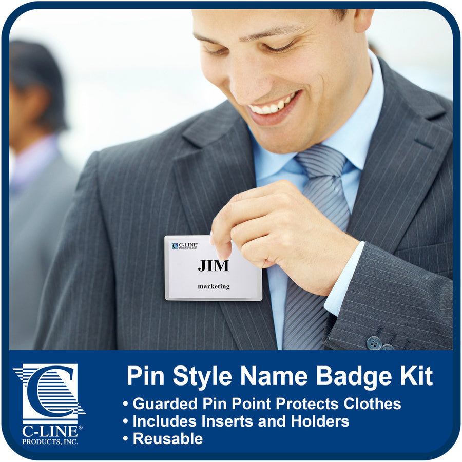 C-Line Pin Style Folded Name Badge Holders - 94223