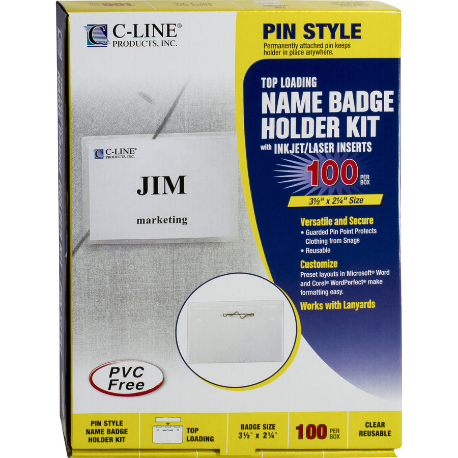 C-Line Pin Style Folded Name Badge Holders - 94223