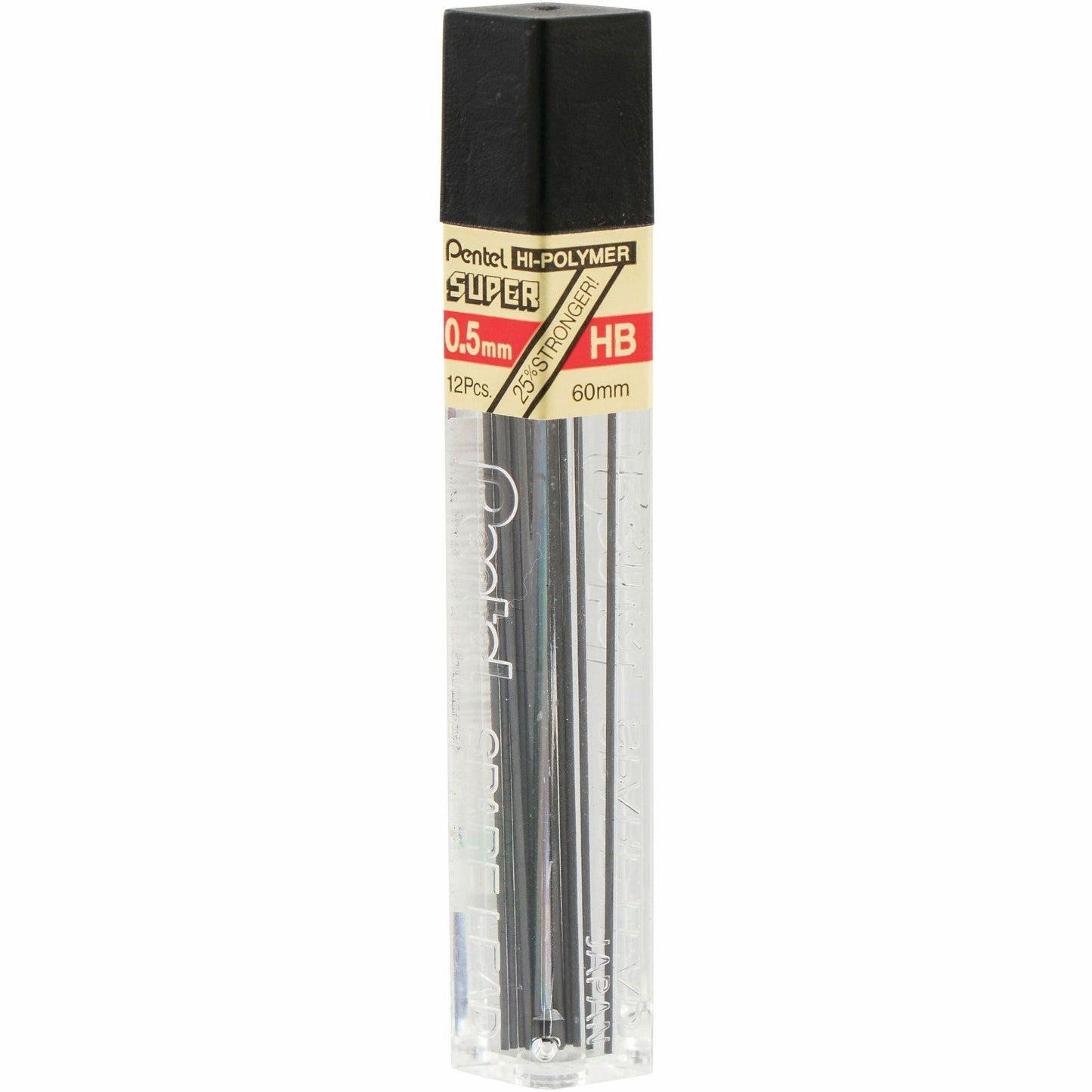 Hi-Polymer Super Lead Refill (0.5mm), HB, 12 Leads per Tube