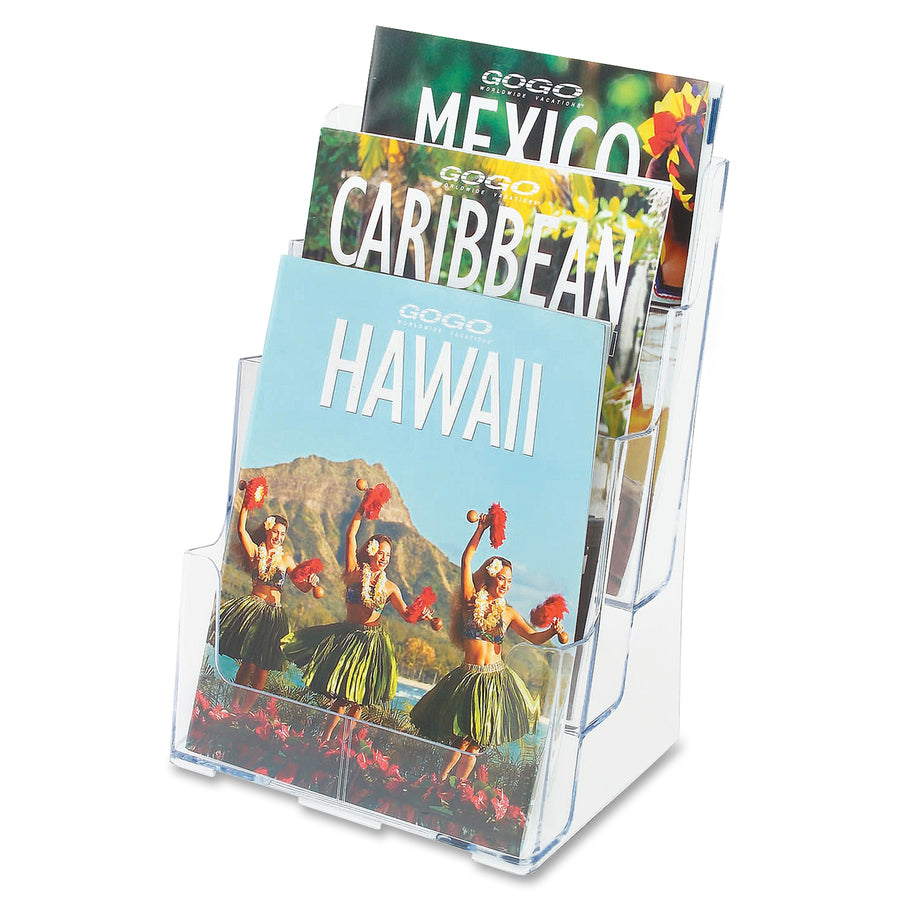 LIT HLDR MAGAZINE 3-TIER*CLEAR