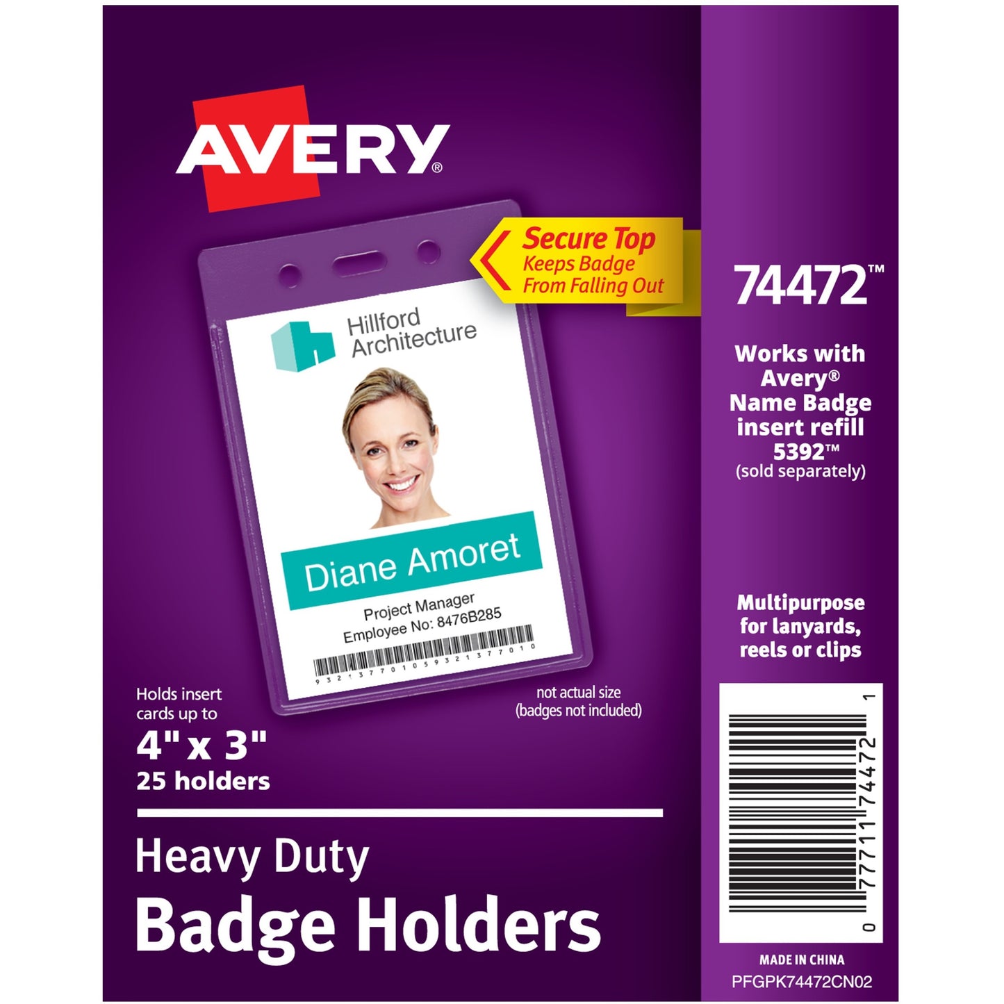 Avery® Vertical Style Heavy-Duty Badge Holders