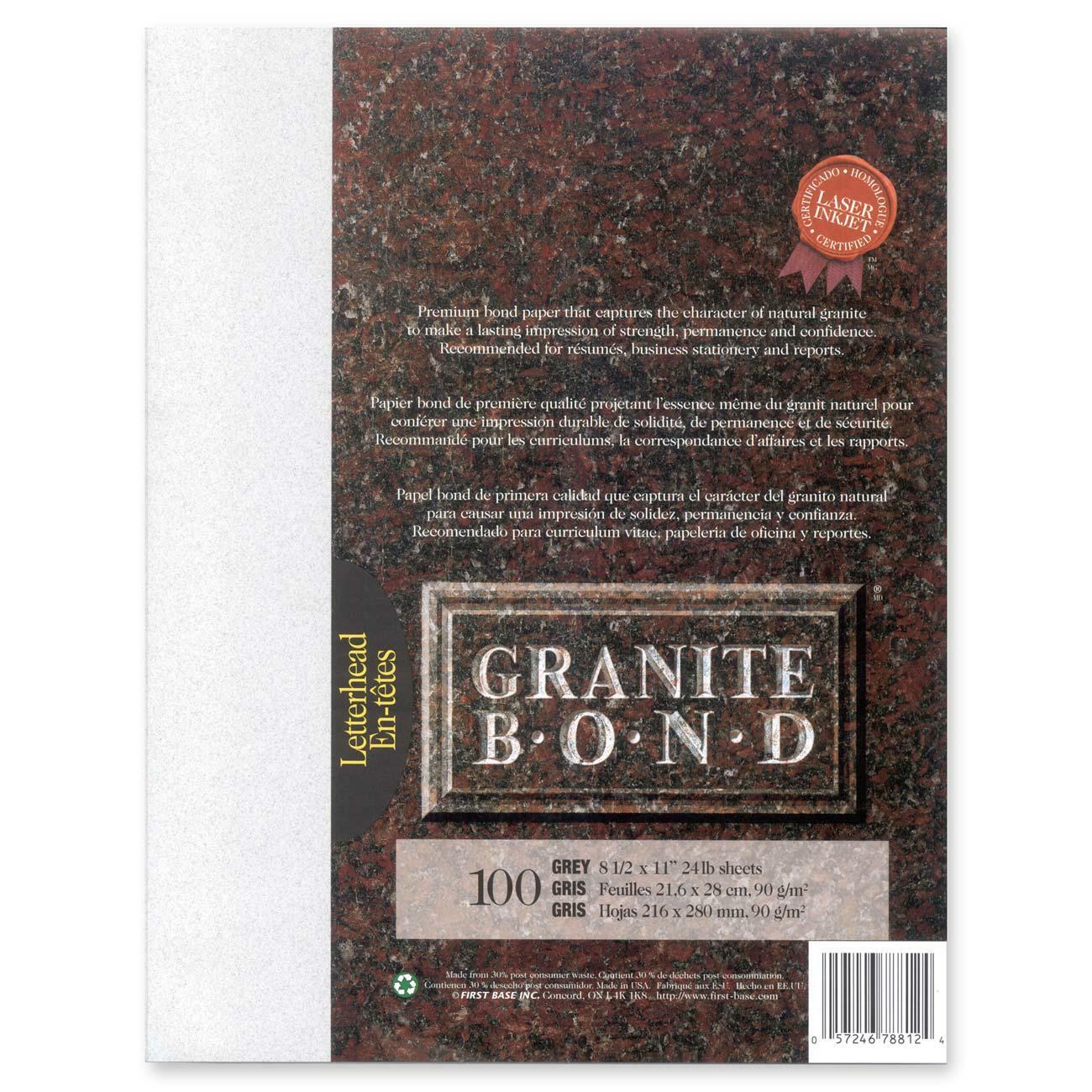 First Base Granite Bond 78812 Laser Laser Paper - Gray - Recycled