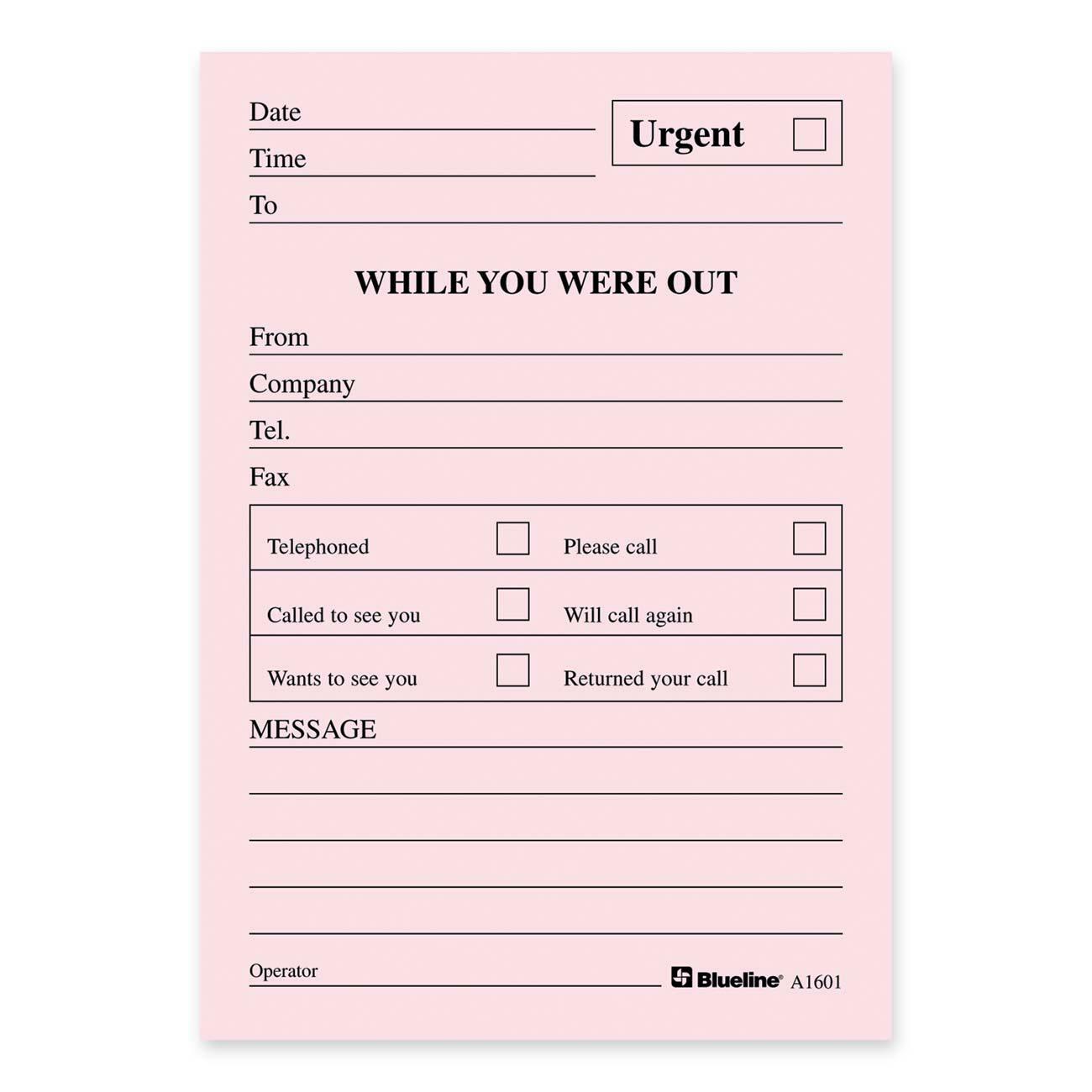 Blueline A1601 Telephone Message Pad