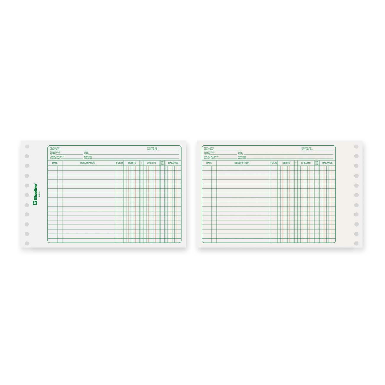 Blueline Bilingual Ledger Sheet