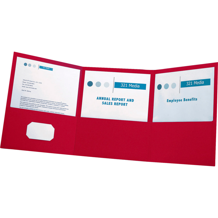 FLDR TRIFOLD PCKT*RED *20/BX