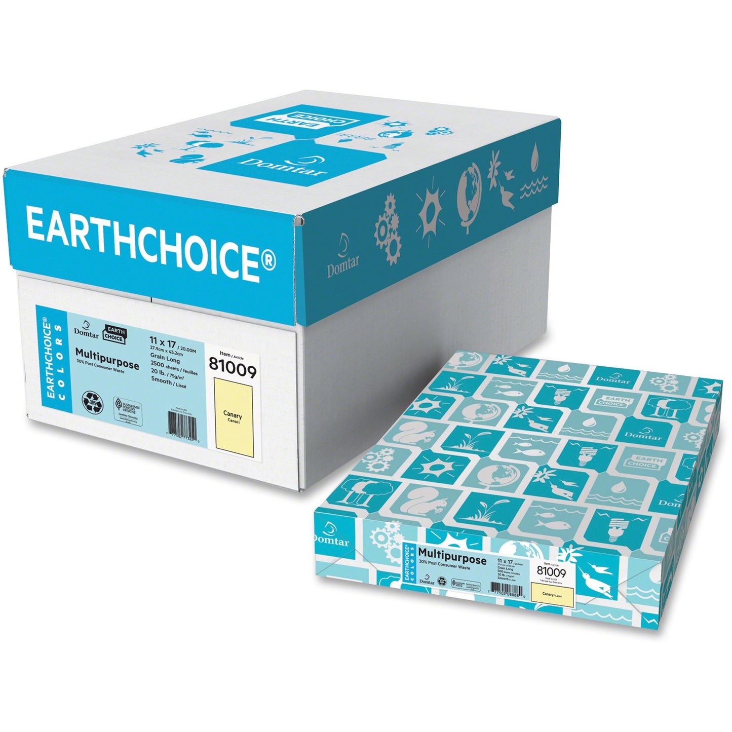 Domtar Colors 81009 Inkjet, Laser Copy & Multipurpose Paper - Canary - Recycled - 30% Recycled Content
