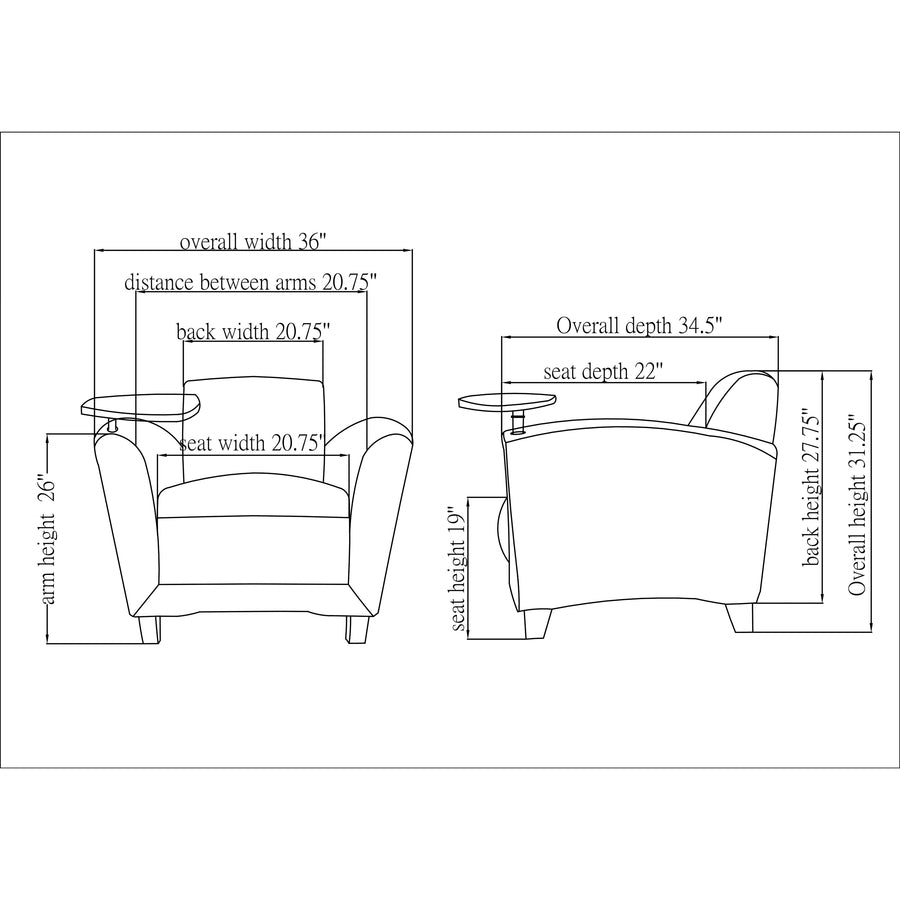 CHAIR W/TABLET BNDED BLACK