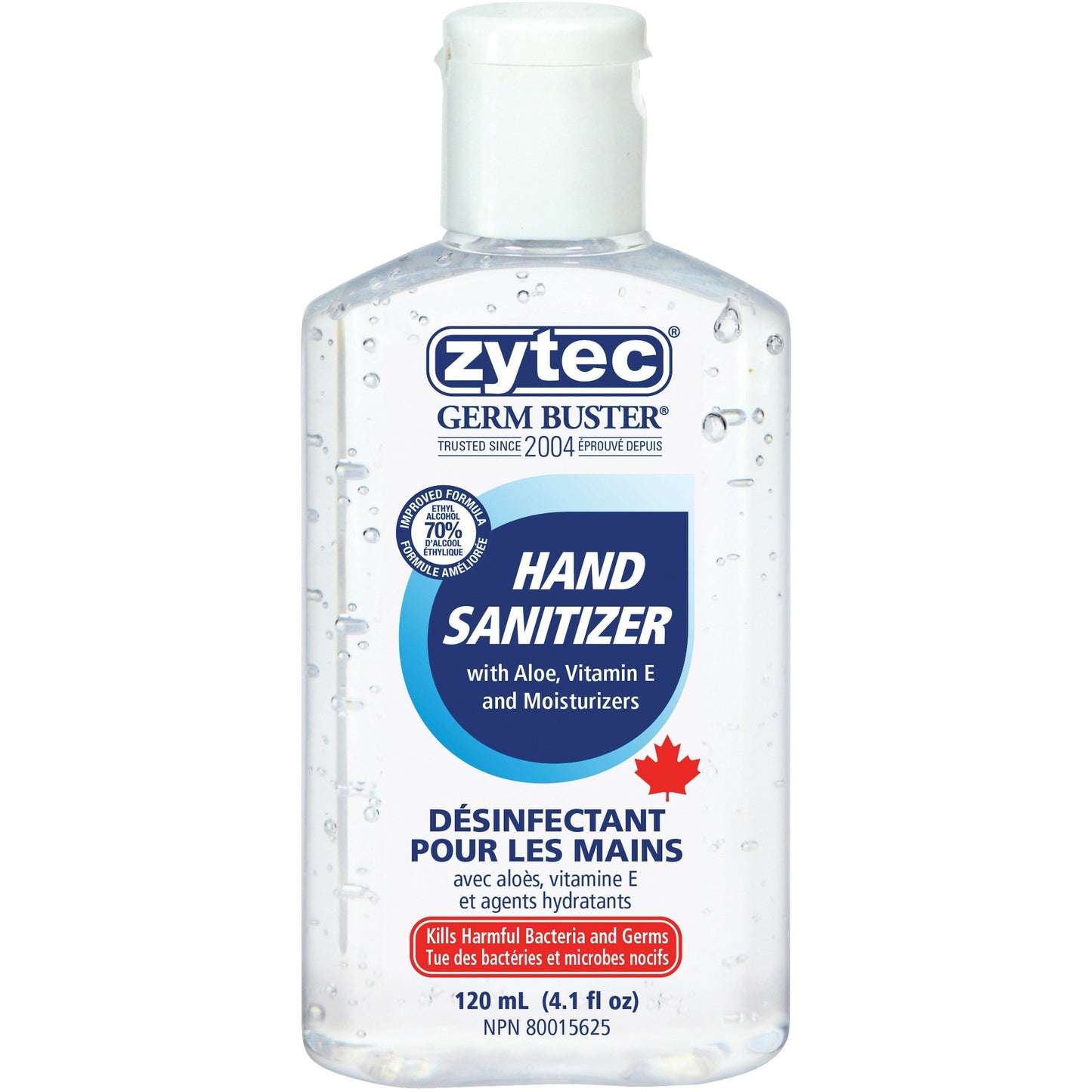 Zytec Germ Buster Hand Sanitizing Gel - 120 mL - Hand - Clear - 1 Each