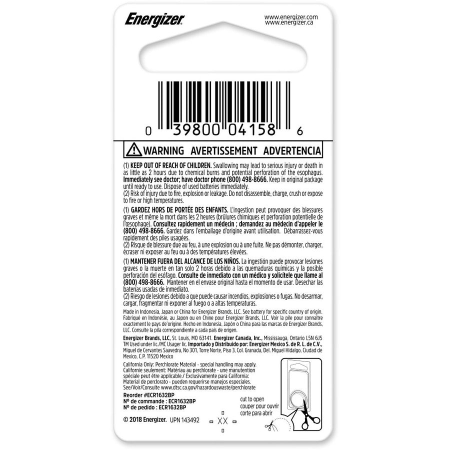 BATTERY LITHIUM 1632, 1/PK
